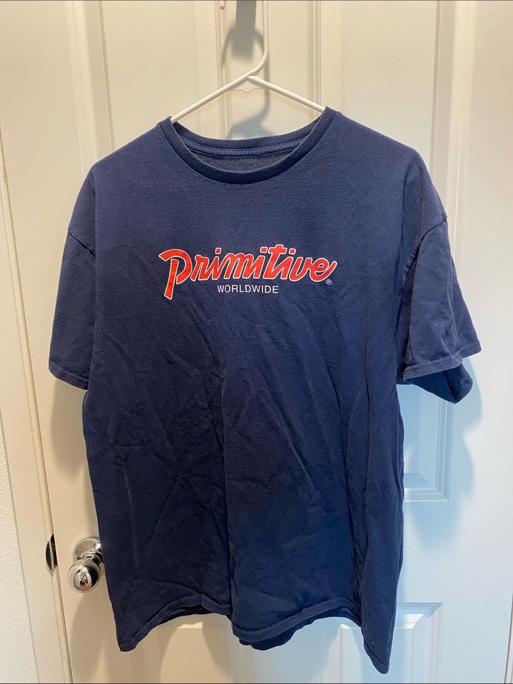 Primitive Navy T-Shirt with Red Script Logo